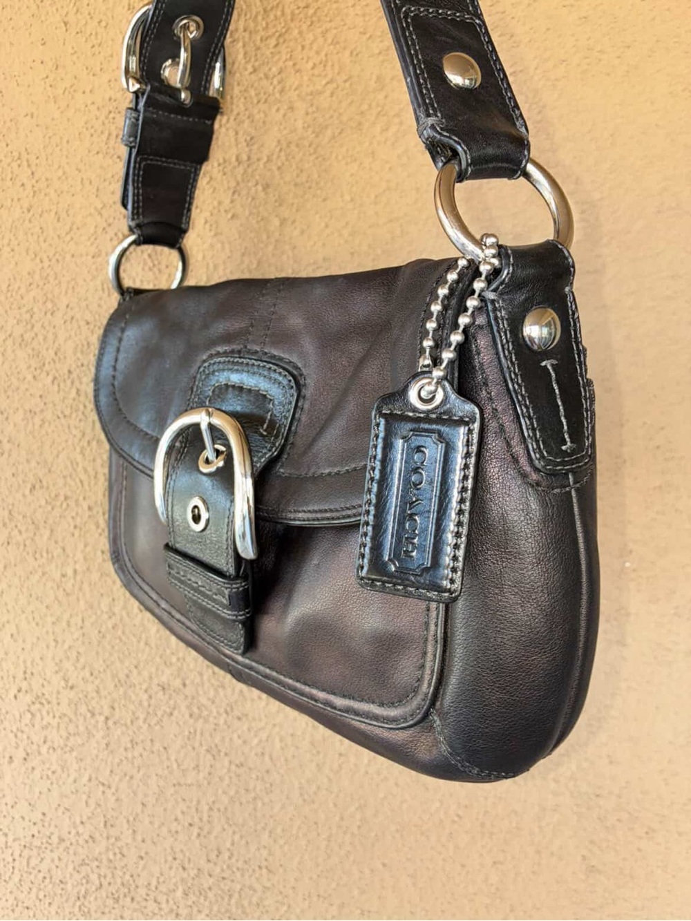 Black Shoulder Bag with Silver Buckle & Hangtag - Picture 2 of 13